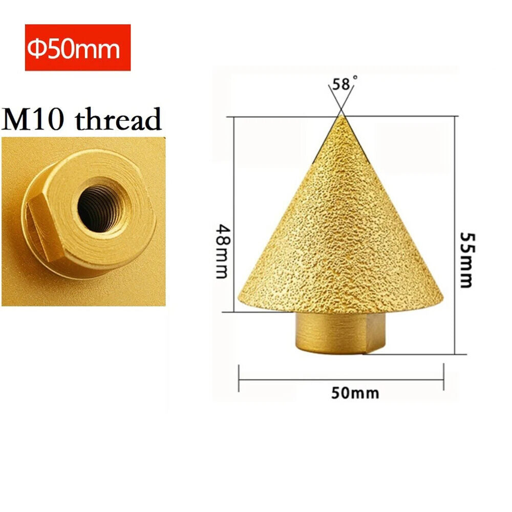 Grinding Wheel M10 Thread Conical Diamond Chamfer Countersink Bits Tools 38-50mm