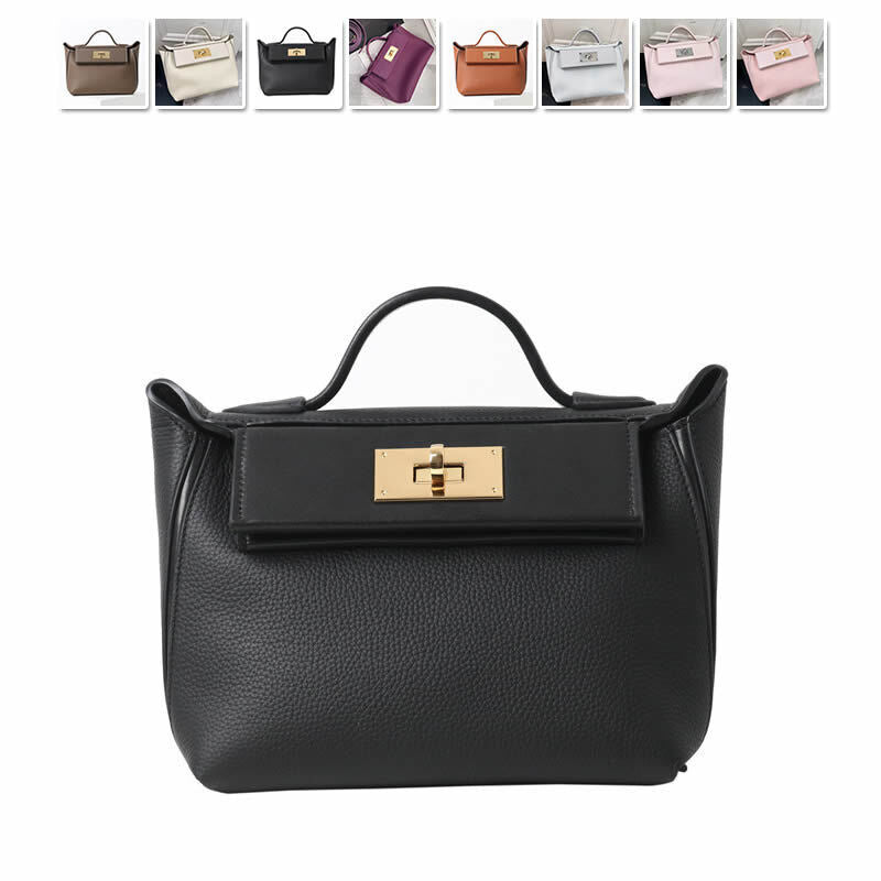 Small Real Leather Trapezoid Tote Handbag Flap Purse Shoulder bag Crossbody