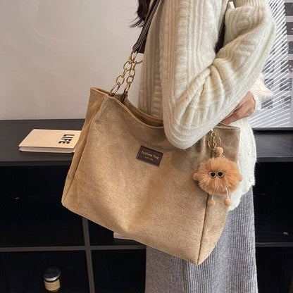 Suede Handbags Women Winter Warm Bag Office Tote Shoulder Bag Ladies