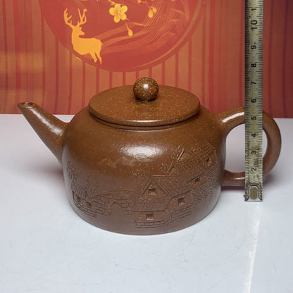 Vintage Chinese Yixing Purple Clay Teapot Zisha Ceremony Ceramic Landscape Rare