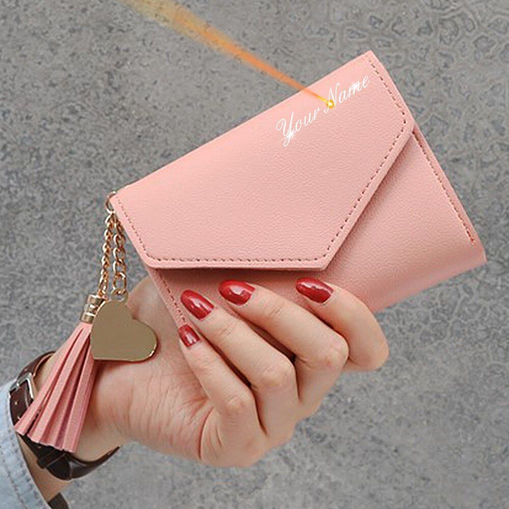 Short Leather Women Wallets Customized Mini Card Holder Purse 11*9*1.5 CM 1 PC