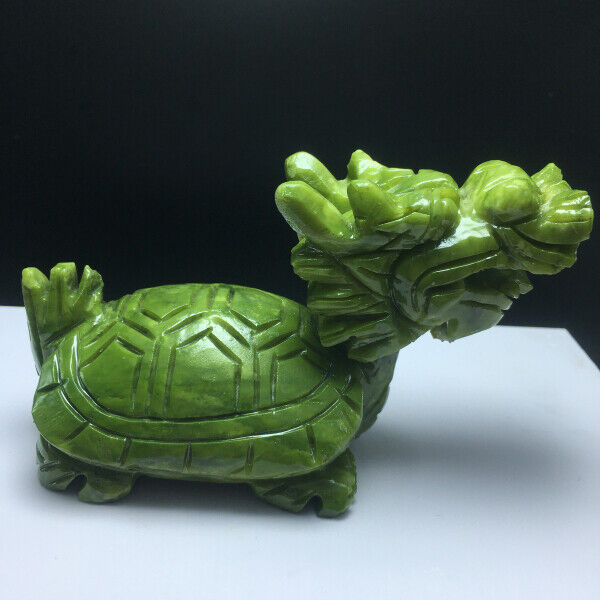 360g Natural Crystal .south jade. Hand-carved.Exquisite dragon turtle statues79