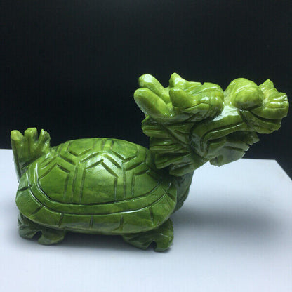 360g Natural Crystal .south jade. Hand-carved.Exquisite dragon turtle statues79