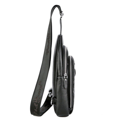 Men's Genuine Leather Crocodile Sling Backpack Crossbody Chest Bag Shoulder Bag