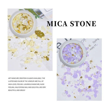 Nail Art Glitter Sequin 6Pcs Ultra-Thin Mica Powder Flakes With Gold Foil Slices