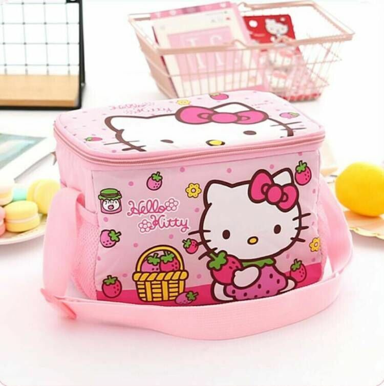Cute Strawberry Hello Kitty Lunch Bag Insulated Cooler Picnic Crossbody Bags