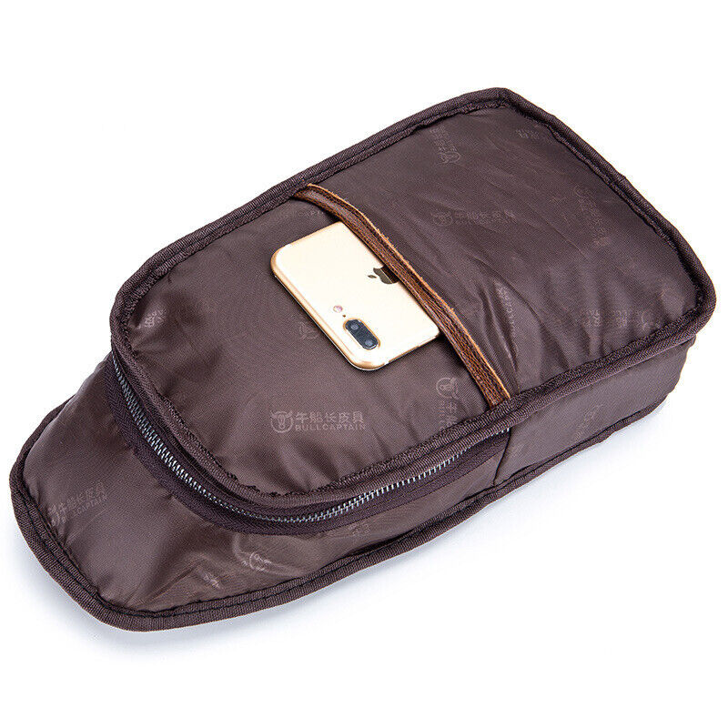 100% Cowhide Leather Crossbody Bag Chest Bag Hiking Sling Backpack Shoulder Bag