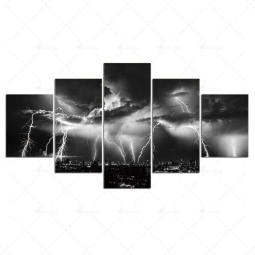 Abstract Lightening City 5 Pieces Canvas Wall Painting Poster Home Decor Cuadros