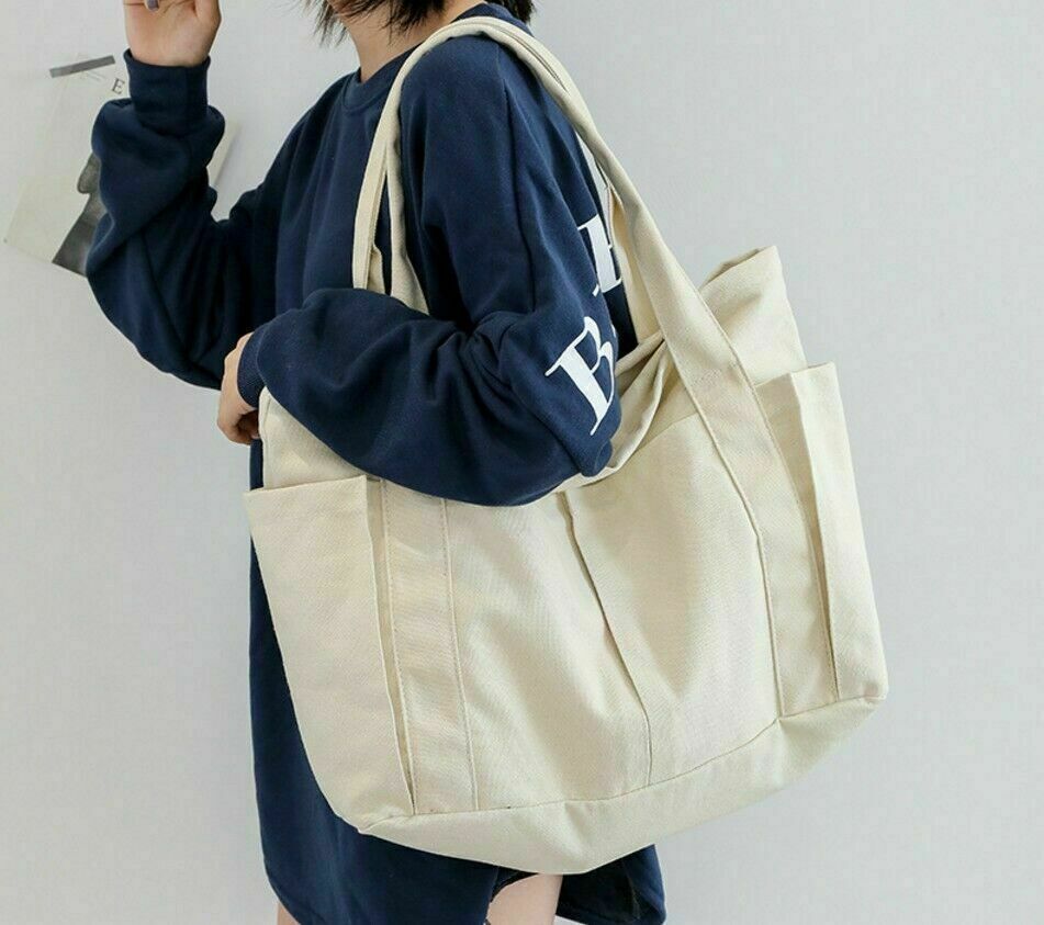 Women Oversize Canvas Handbag Shoulder Bag Fabric Tote Big Jumbo Diaper Bags