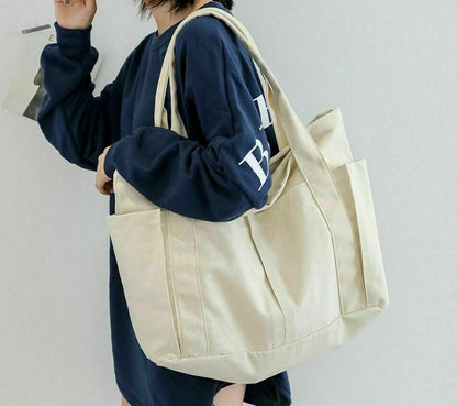 Women Oversize Canvas Handbag Shoulder Bag Fabric Tote Big Jumbo Diaper Bags
