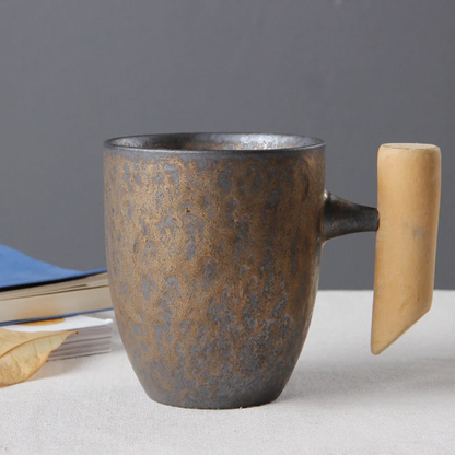 Ceramic Coffee Cup Espresso Cup With Wooden HandleTea Cup