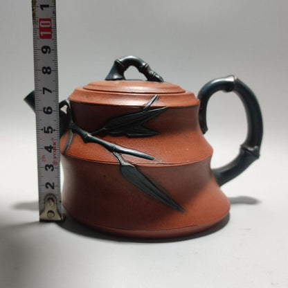 Vintage Chinese Yixing Purple Clay Teapot Zisha Ceremony Ceramic Bamboo Teaware