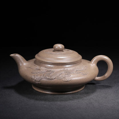 Chinese Yixing Zisha Clay Handmade Exquisite Teapot（龙凤呈祥 底款：曼希陶艺）