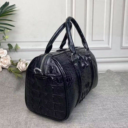 Black Real Crocodile Skin Leather Pillow Bag, Desinger Women's Sling Shouler Bag