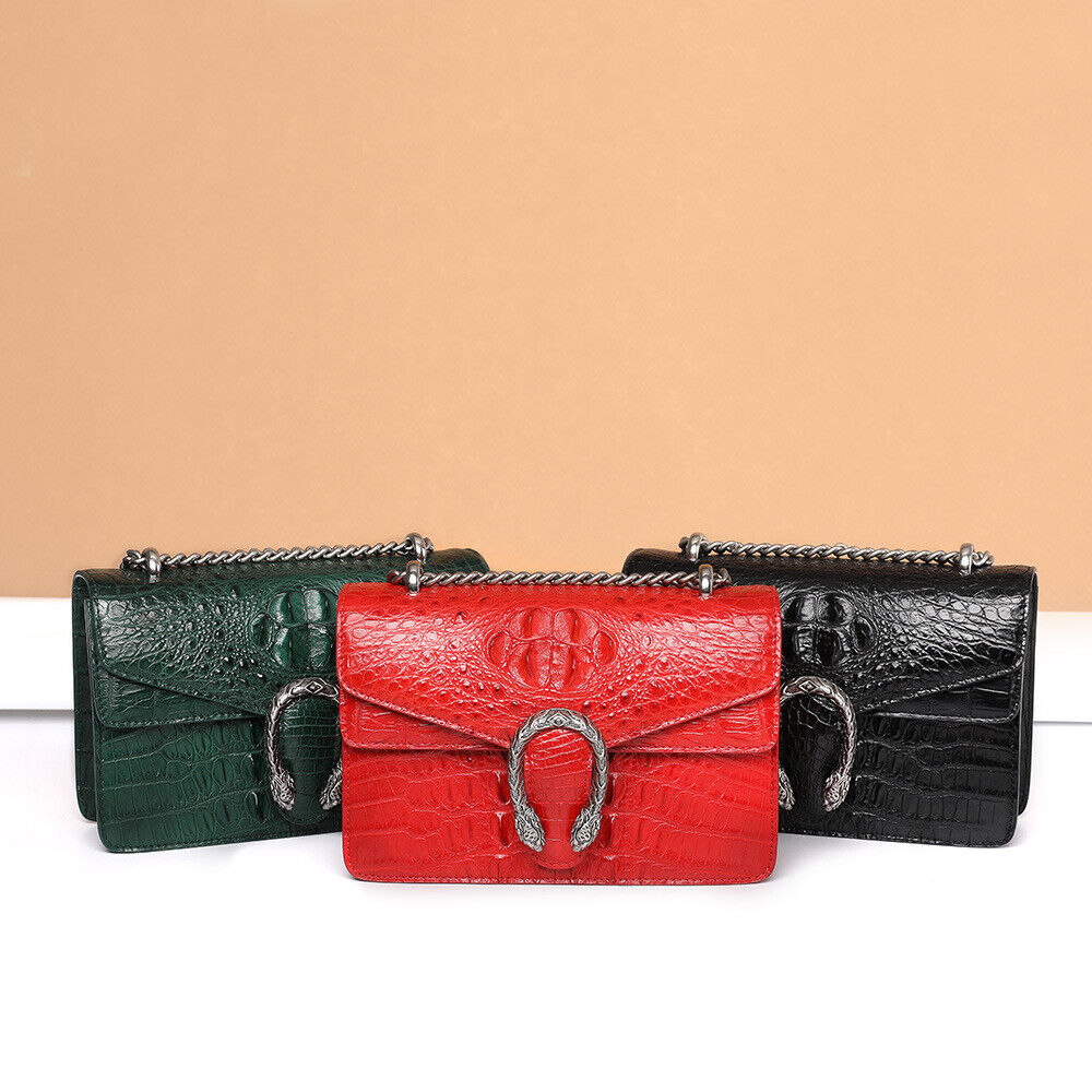 Handcrafted Real AlligatorCrocodile Skin Leather Luxury Women Sling Shoulder Bag
