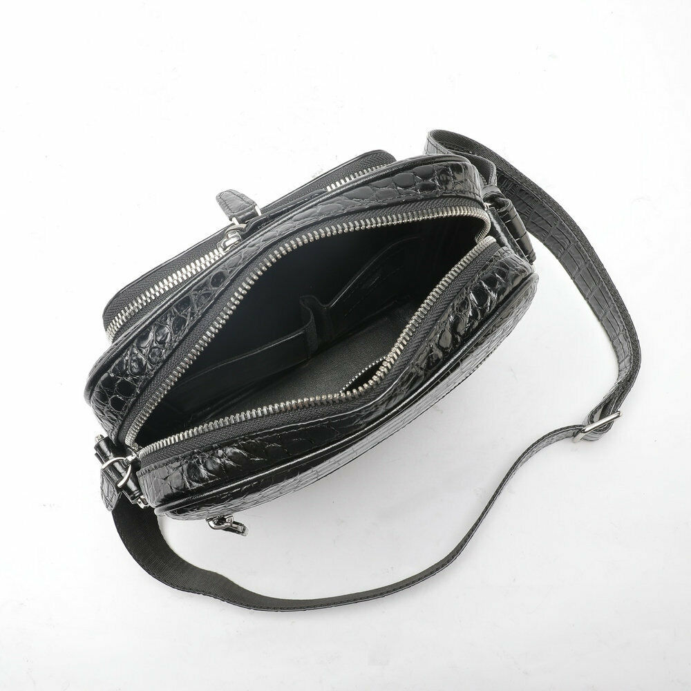 Handcrafted Alligator Crocodile Skin Leather Men's Shoulder Messenger Luxury Bag