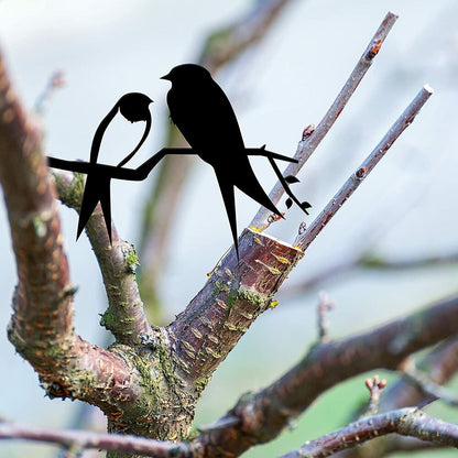 3 PCS Metal Bird Silhouette Wall Art Decor Birds on The Branch Metal Bird Statue