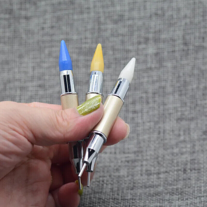 Nail Art Tool Metal Handle Dual-Ended Dotting Pen Crystal Rhinestone Accessories