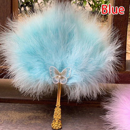 Feather Hand Fan Butterfly African Bride Bridesmaid Performance Dance Photo Prop