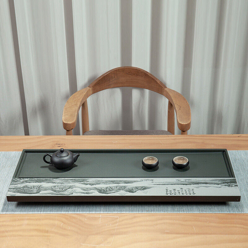 Landscape Tea Tray Green Stone Tea Table Sea of tea Embossed Drain Tea Tray
