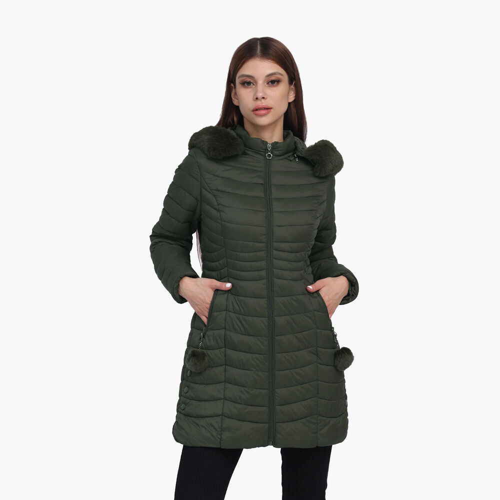 Women Winter Long Puffer Jacket Coat Outwear Clothes Plus Velvet With Fur