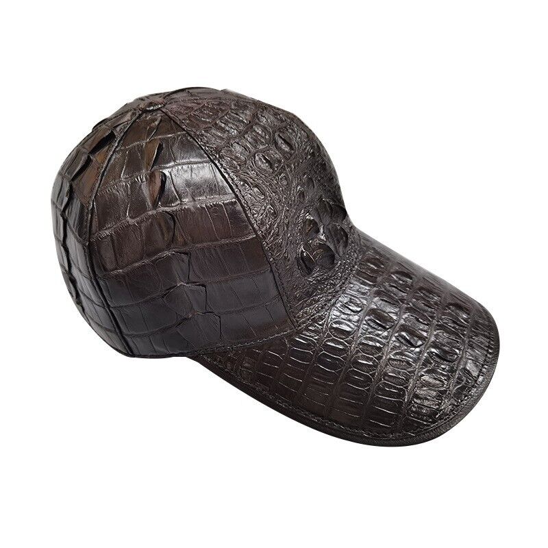 Black 100% Real Alligator Crocodile Skin Leather hat handmade Adjustable hat Cap
