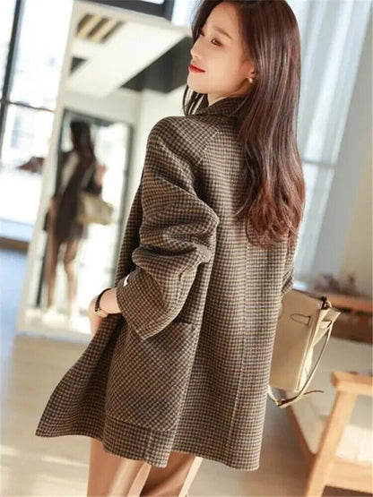 Coat Women's Spring and Autumn Single-breasted Loose Pocket Jacket Clothing