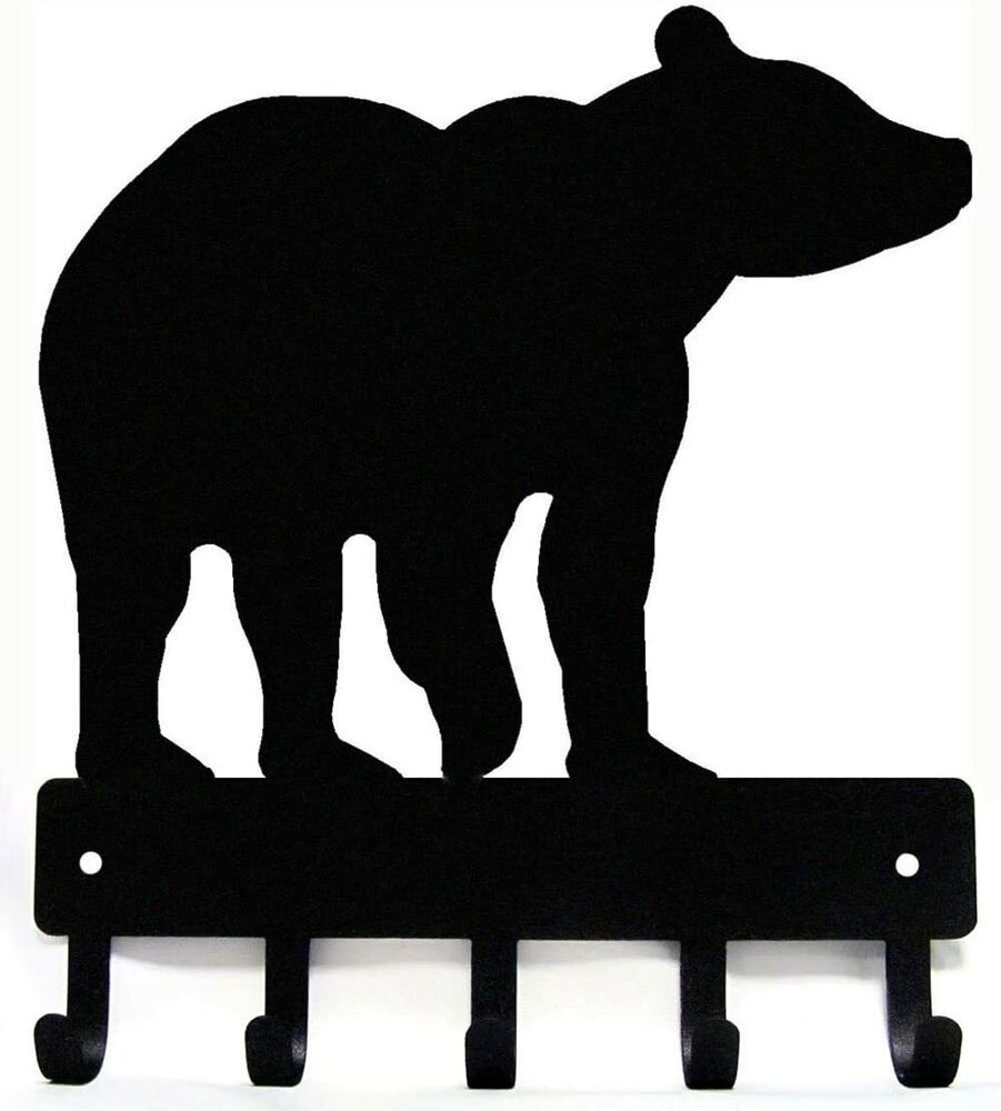 Bear #01 Key Rack Hanger - 6 inch Wide Metal Wall Art
