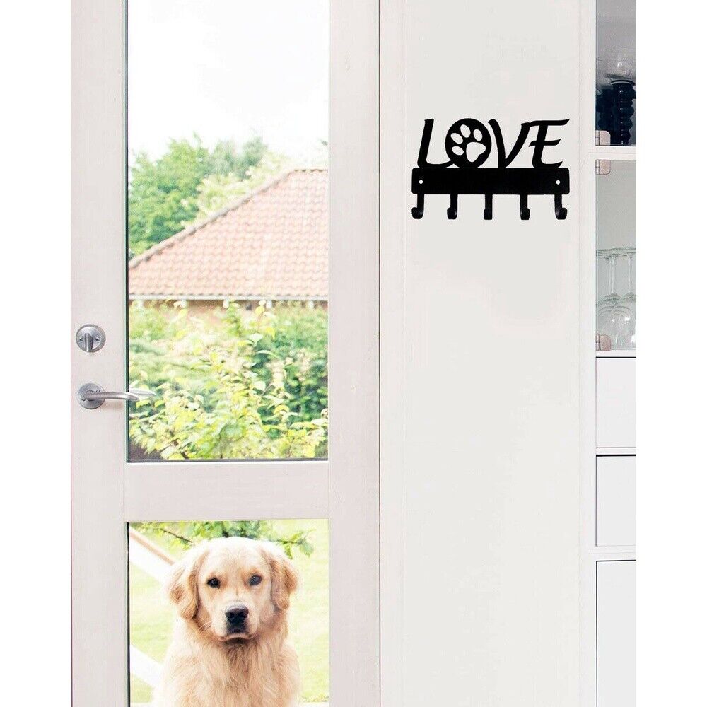 Love with Dog Paw Wall Mounted Hook Up Key Rack Hanger Metal Artwork Shape