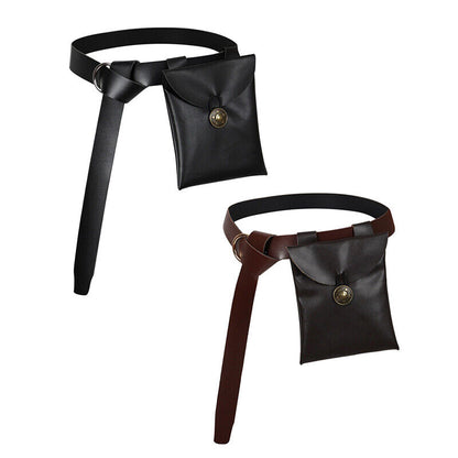 Unisex Medieval PU Leather Waist Belt Bag Organizer Warrior Costume Cosplay Prop