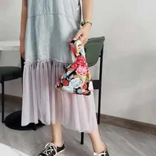 Japanese Style Portable Knot Wrist Bag Women Top Handle Tote Bag Simple Purses