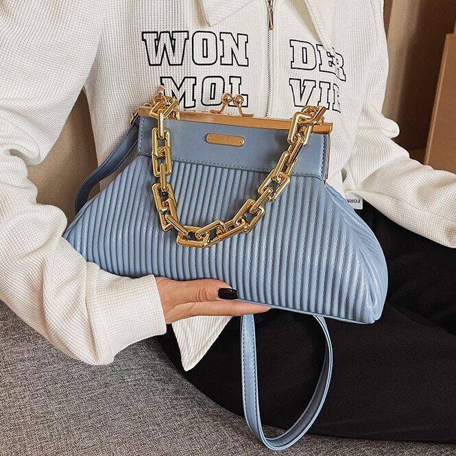 Handbag With Thick Chain Handle Shoulder Bag Women Clutch Purses Crossbody Bag