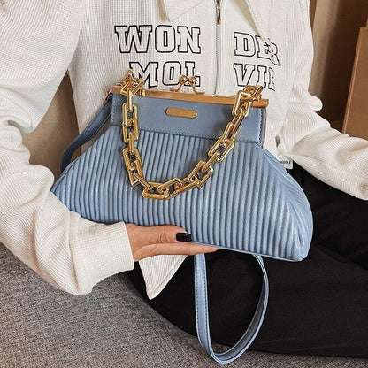 Handbag With Thick Chain Handle Shoulder Bag Women Clutch Purses Crossbody Bag