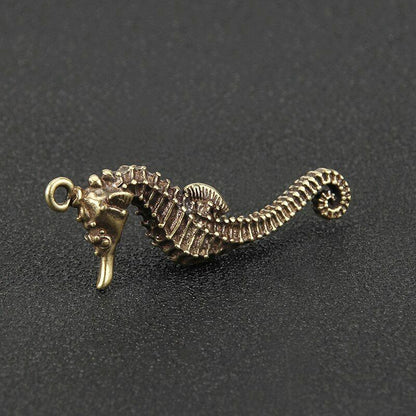 Seahorse Vintage Brass Hippocampus Keyring Pendants Copper Keychain Accessories
