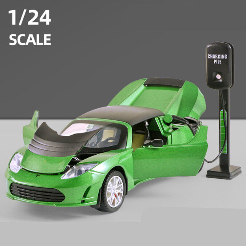 1:24 Tesla Roadster Cabrio Druckguss Modell Auto Sound und Licht Kinder Spielzeug Geschenk-
