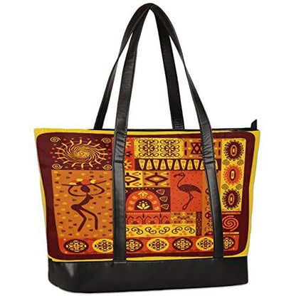 Laptop Tote Bag for Women 15.6 inch African Print Large Capacity Multi