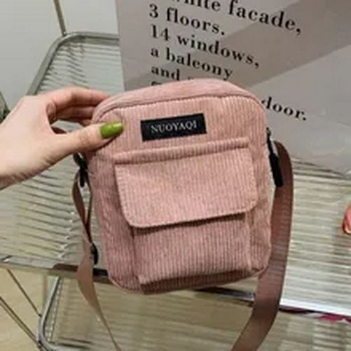 Corduroy Shoulder Bags Striped Cloth Fabric Handbags Tote Canvas Crossbody Bag