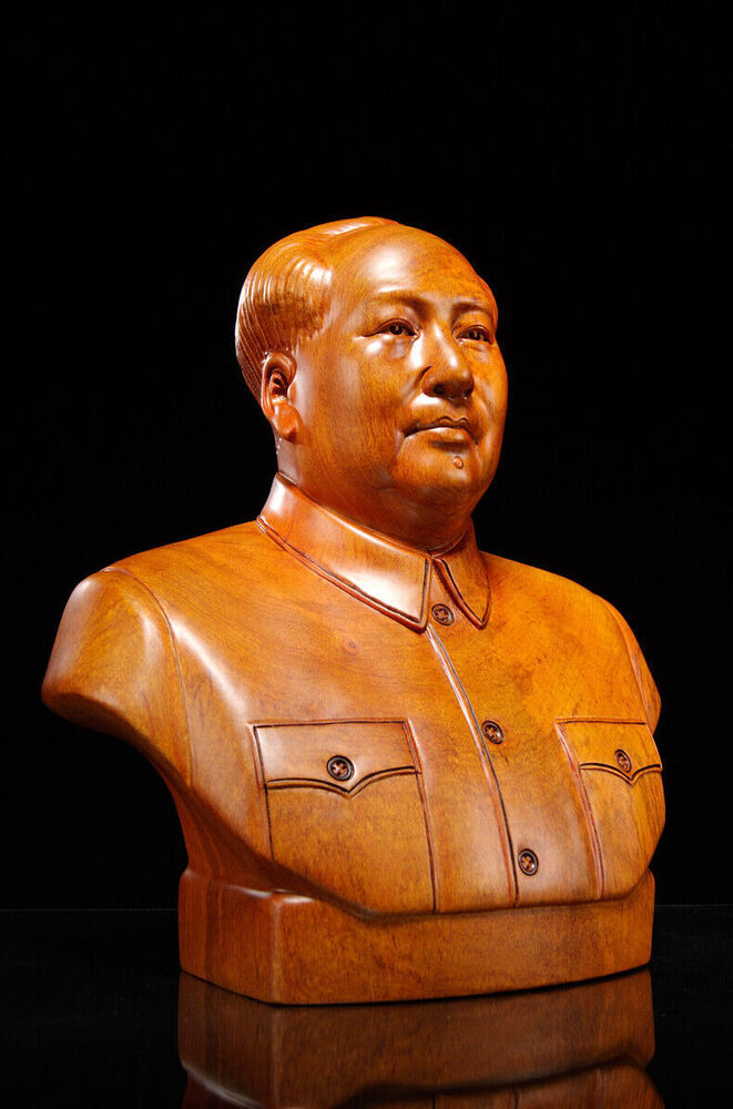 Half body China Leader Chairman Mao Zedong sculpture statue wood rosewood 毛主席