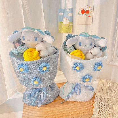 Cute Plush Doll Bouquet MyMelody Kuromi Cinnamoroll Stuffed Toy Doll Flower Gift