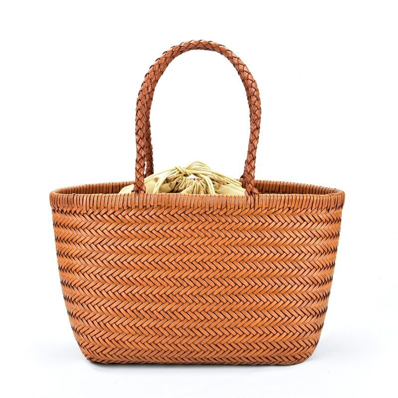 Women's Genuine Leather Woven Shoulder Bag Weaving Bag Cowhide Cross Hand Bags