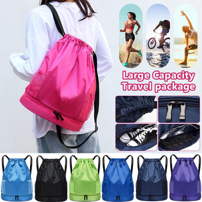 Waterproof Basketball Bag Wet Dry Separation Bags Swimming Drawstring Backpack