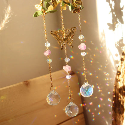 Wind Chimes K9 Crystals Star Moon Vine Winding Butterfly Hanging Rainbow Chasers
