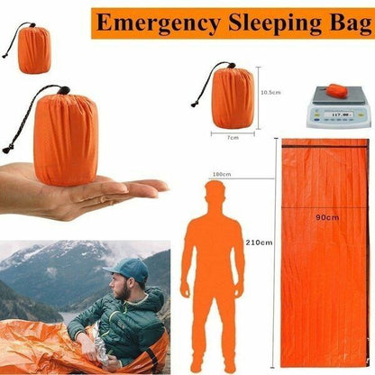 Sleeping Bag Thermal Outdoor Life Bivy Emergency Warm Waterproof Mylar First Aid