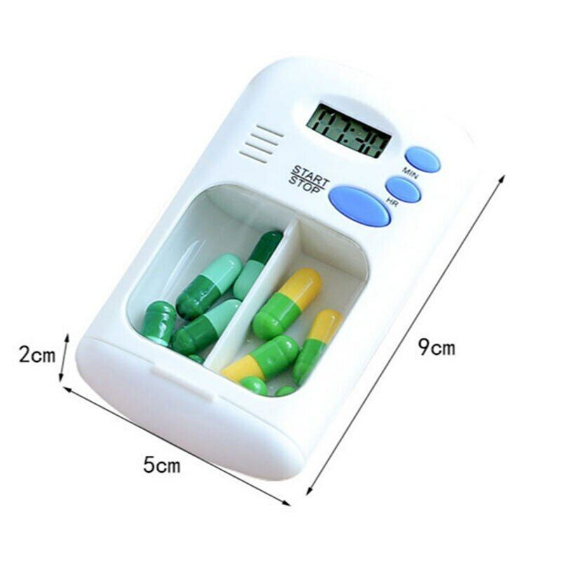 Mini Handy Pill Reminder Drug Box 2Grid One-day Timing Medicine Cases Timer Box