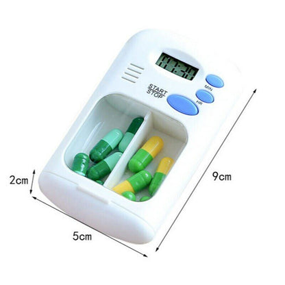 Mini Handy Pill Reminder Drug Box 2Grid One-day Timing Medicine Cases Timer Box