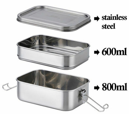 Lunch Container Stainless Steel Food Snack Storage Boxes Eco-friendly Rectangle