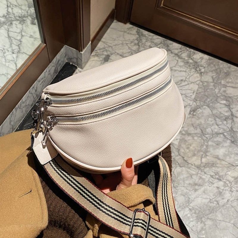 Wide Strap Messenger Bag Soft Leather Crossbody Large Sling Shoulder Purse 1 PC