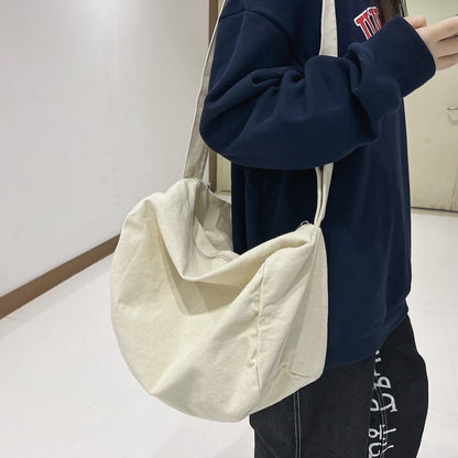 Canvas Textile Big Soft Slouchy Pouch Side Bag Streetwear Laptop Shoulder Bags