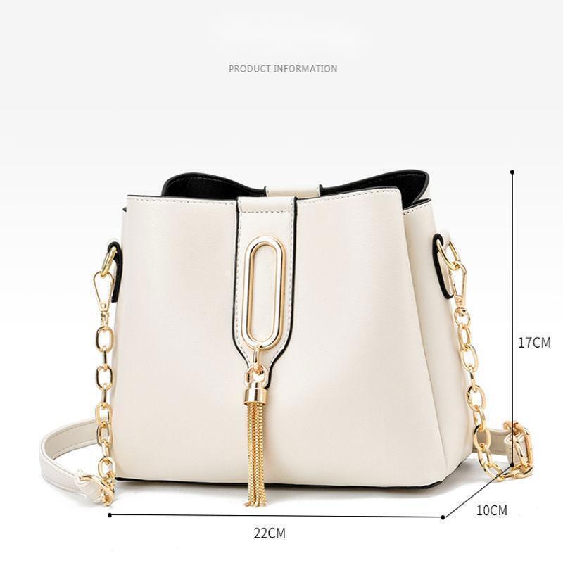Tassels Bucket Bag Soft Leather Chain Shoulder Bag Crossbody Bags for Women