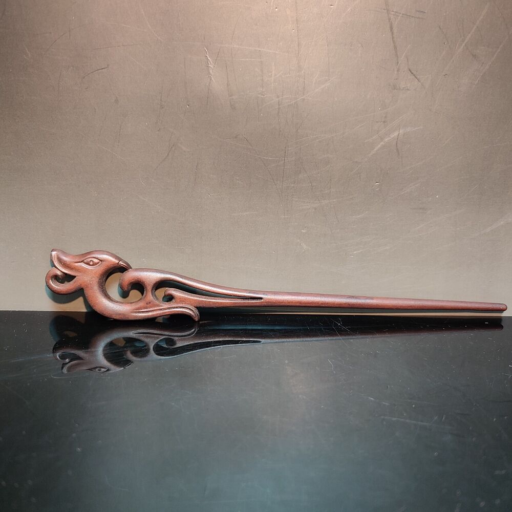 Chinese Boxwood Wooden Carved phoenix bird Hairpin Hair Accessories woman decor